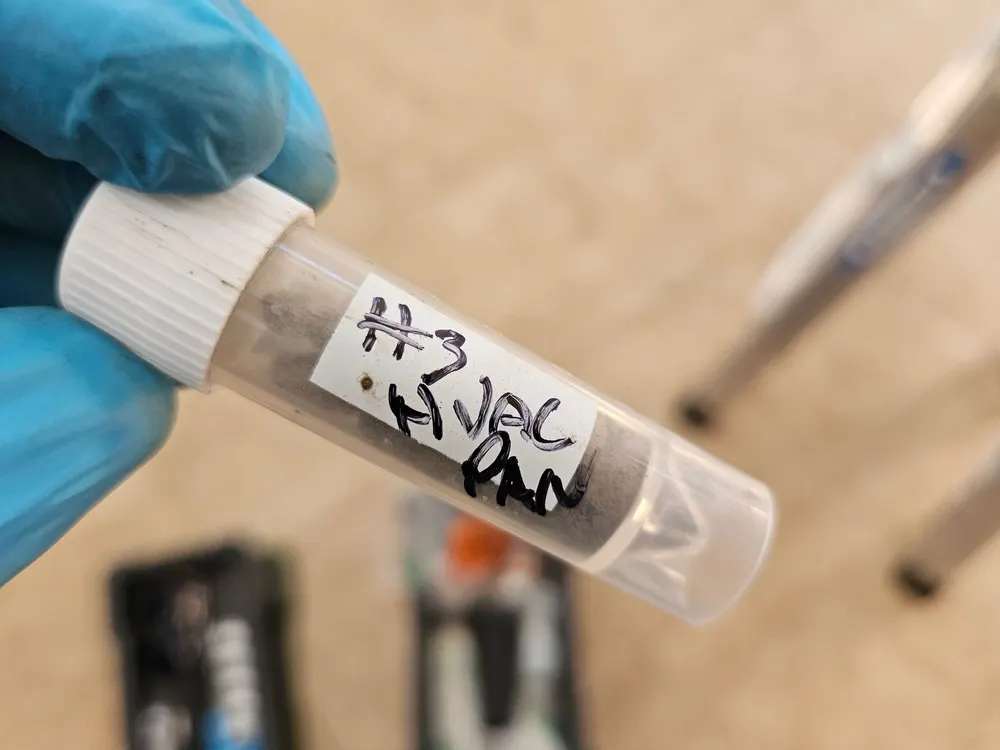HVAC swab sample sealed and labeled for laboratory analysis
